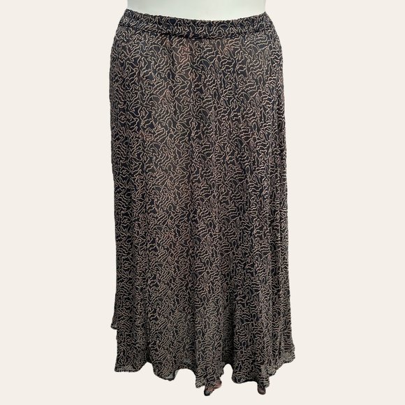 Vintage 90s Sarah Arizona Reversible Floral Print Flowy Chiffon Rayon Maxi Skirt - Picture 1 of 3
